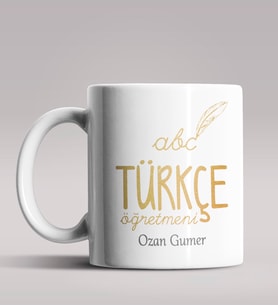 Kişiye Özel Türkçe Öğretmeni Tasarımlı Beyaz Renk Kupa Bardak 3