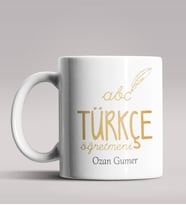 Kişiye Özel Türkçe Öğretmeni Tasarımlı Beyaz Renk Kupa Bardak 3