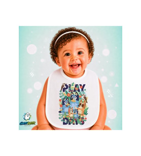 Bluey Play Keten Bebek Mama Önlüğü – Yumuşak, Emici, Yıkanabilir, Özel Tasarım P029
