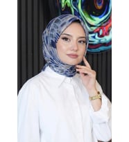 Fırça Desen İndigo Soft Pamuk Eşarp (Standart)