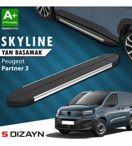 S-Dizayn Peugeot Partner 3 Kısa Şase Skyline Krom Yan Basamak 203 Cm 2018 Üzeri A+ Kalite