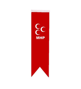 Masa Üstü Kırlangıç MHP Bayrağı - 8x30cm Çift Taraflı Saten Kumaş
