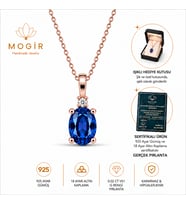 Safir Taşlı 925 Ayar Gümüş Kolye – Gerçek Pırlantalı14 Ayar Altın Kaplama Kolye - Kadınlar İçin Doğum Günü Sevgililer Günü Anneler Günü Hediyesi (Pembe-Altın)