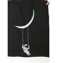 Baghashtag Siyah Bez Çanta  Ayda Sallanan Astronot