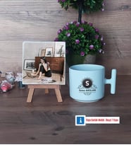 Baş Harf ve İsim Soyisim Fotoğraflı Dekoratif Taş, Kupa Bardak Beyaz Hediye (Model 12)