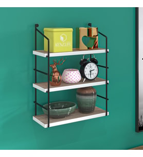 Kenzlife mutfak banyo duvar rafı junzi mat cordoba suntalam 070(Y)*40(G)*15(D)3 KATLI (Siyah)