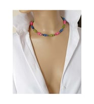 Lavanta Unisex Doğal Akik Bakır Minimal Kolye (Çok Renkli)