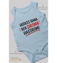 Herkes bana, ben dayıma hastayım! Sıfır Kollu Bebek Zıbını %100 Pamuk