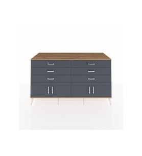 Kronos Konsol 2 Raflı 6 Çekmeceli 4 Kapaklı 176x59x99 Çam-Antrasit