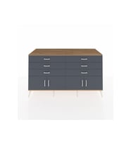 Kronos Konsol 2 Raflı 6 Çekmeceli 4 Kapaklı 176x59x99 Çam-Antrasit