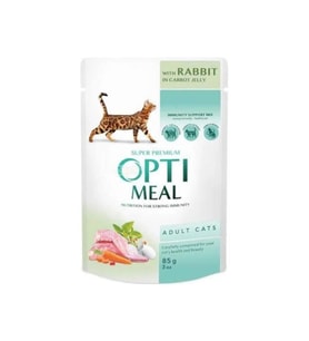 OptiMeal Havuç Jöleli Tavşanlı Kedi Konservesi 85 Gr