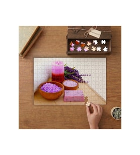 Mum- Lavanta- Sabun -Tepari Tasarımı 240 parça Ahşap Puzzle Ahşap Kutuda MP00015