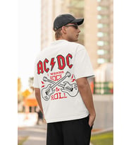 I Wanna Rock & Roll AC DC Baskılı Unisex Oversize Tişört