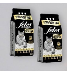 Feles %100 Tozsuz Kil İçerikli ve Karbonlu Kedi Kumu (10 L) X 2 Adet
