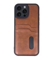 İphone 16 Pro Kılıf Sara Kartvizitli Deri Kılıf - Taba