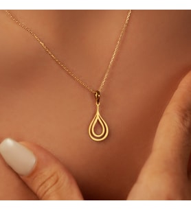 Damla Model 14 Ayar Altın Kolye