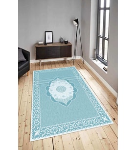 Dijital Baskılı Yıkanabilir Kaymaz Modern Renkli Salon Halısı Mutfak Halısı Yolluk ND-HY-888 (Mavi)