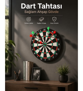 Duvara Monte Sağlam Ahşap Gövdeli Dart Tahtası Ev ve Oyun Alanları İçin 17 İnç