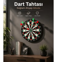 Duvara Monte Sağlam Ahşap Gövdeli Dart Tahtası Ev ve Oyun Alanları İçin 17 İnç