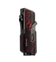 Quantoro Tek Torch Pürmüz Delicili/İğneli Siyah Kırmızı Desenli Metal Puro Çakmağı
