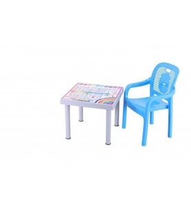 Sağlam Plastik Mandella Rubi Türkçe Desenli Çocuk Masası 1 Adet Rubi Çocuk Koltu