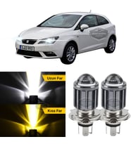 Seat İbiza Mk4 2008-2017 Uyumlu Mercekli Far Ampulü Led Xenon Sarı-Beyaz Şimşek Etkili Uzun Kısa
