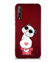 Huawei Y8P Soft Premier Kapak Coolcat Tasarımlı Silikon Kılıf - Mürdüm (Şeffaf)