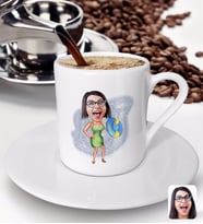 BK Gift Kişiye Özel Tatilci Kadın Karikatürlü Türk Kahvesi Fincanı-6