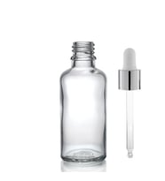50ml şeffaf cam damlalıklı, 24 adet, Gümüş Kapak Beyaz Emzik, Ecza şişesi, Damlalıklı şişe, propolis şişesi, damlatmalı şişe, saç serum şişesi, ecza şişesi