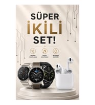Dokunmatik Ekranlı Akıllı Saat ve Bluetooth 5.0 Kulaklık Seti Sesli Görüşme