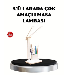 Kalemlik ve Telefon Standlı Masa Lambası – Kısılabilir LED Işık, Göz Dostu Tasarım