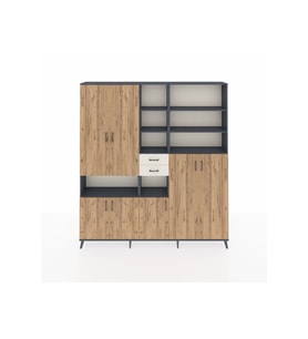 Arges Dolap 17 Raflı 2 Çekmeceli 7 Kapaklı 220x30x243 Antrasit-Çam/Aytaşı