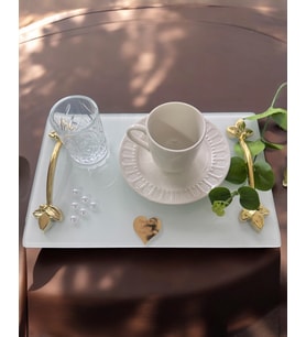 Adore Gold İncili Söz Kahve Tepsisi (Gold)