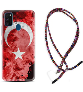 Samsung M21 M22 M23 M30 M31S M32 Kılıf Boyun Asklı Rasta Silikon Şanlı Türk Bayrağı 3 1395