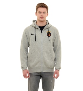 Galatasaray Orijinal Lisanslı Nike Fermuarlı Kapüşonlu Sweat (Taş)