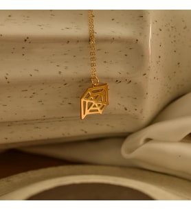 Kişiye Özel Mini Örümcek Ağı Kolye 925K Gümüş (Gold)