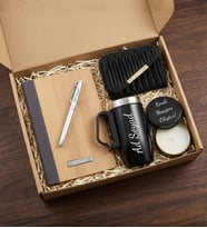 Kişiye Özel Bambu İsim Baskılı Defter & Gümüş Renk Roller Kalem & Kadın Cüzdan & Metal Mumluk & Siyah Bardak Termos Hediye Seti