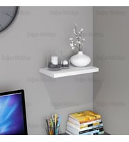 BEYAZ DUVAR RAFI  MDFLAM GİZLİ BAĞLANTILI UÇAN RAF -30x20