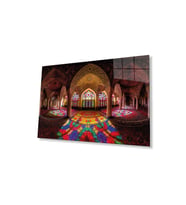 Cami İslami Motif Dini Duvar Dekoru Cam Tablo 4mm Dayanıklı Temperli Cam (Çok Renkli)