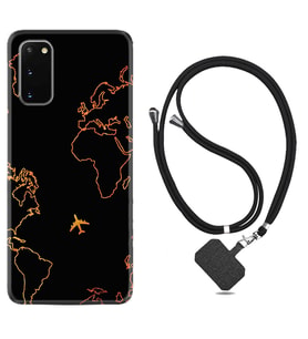 Samsung A02S A03S A10 A12 A13 A21S A22 Kılıf Boyun Askılı Silikon Harita ve Uçak 1777