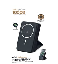 10000mAh 20W Wireless MAGSAFE Lüx Deri Stand Kablosuz Taşınabilir Batarya Li-iyon POWERBANK