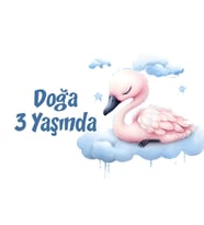 Sevimli Kuğu Temalı Doğum Günü Afişi 35X50 cm