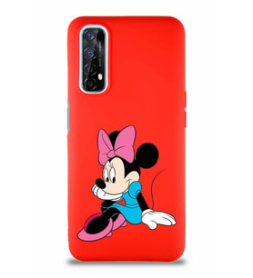 Realme 7 Soft Premier Kapak Minnie Mouse-E Tasarımlı Silikon Kılıf - Kırmızı (Şeffaf)