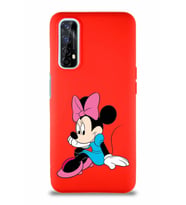 Realme 7 Soft Premier Kapak Minnie Mouse-E Tasarımlı Silikon Kılıf - Kırmızı (Şeffaf)