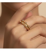 STİL İNCİSİ/XUPING JEWELRY  NOKTA TAŞLI YÜZÜK (Altın Rengi)