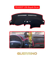 PEUGEOT 206 Büyük EkranTORPİDO KORUMA HALISI KIRMIZI KENAR