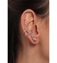 Kadın Antik Gümüş Kaplama Sıkıştırmalı Model Yılan Formlu Kıkırdak Küpe & Earcuff