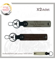 Yol Tutkunlarına, İsim Plaka ve 0 Rh (-) Kan Grubu, Kişiselleşmiş x2 Anahtarlık, Kül Gri-K Kahve-SK