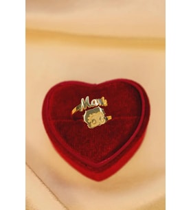 Betty Boop Figürlü İsim Yüzük 925K Gümüş (Gold)