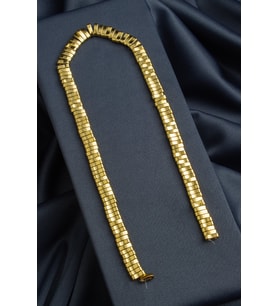 Hematit Doğal Taş Altın Sarı Çift Delikli 3x10mm Dizi